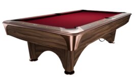 Billiard Table, Pool, Dynamic IV, Modern Brown, 8 ft., Simonis 860 burgundy