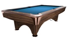 Billiard Table, Pool, Dynamic IV, Modern Brown, 9 ft., Simonis 760 electric blue