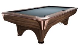 Billiard Table, Pool, Dynamic IV, Modern Brown, 8 ft., Simonis 860 powder blue