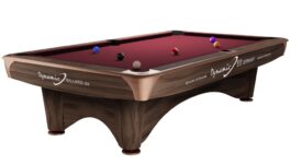 Billiard Table, Pool, Dynamic III, 9 ft., Modern Brown, second hand, Simonis 860 burgundy