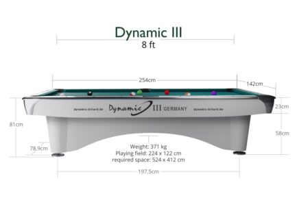 Billiard Table Dynamic III, shining white, Pool, used, 9 ft. (Fuß), Simonis 760 elektrikblau - Imagem 8